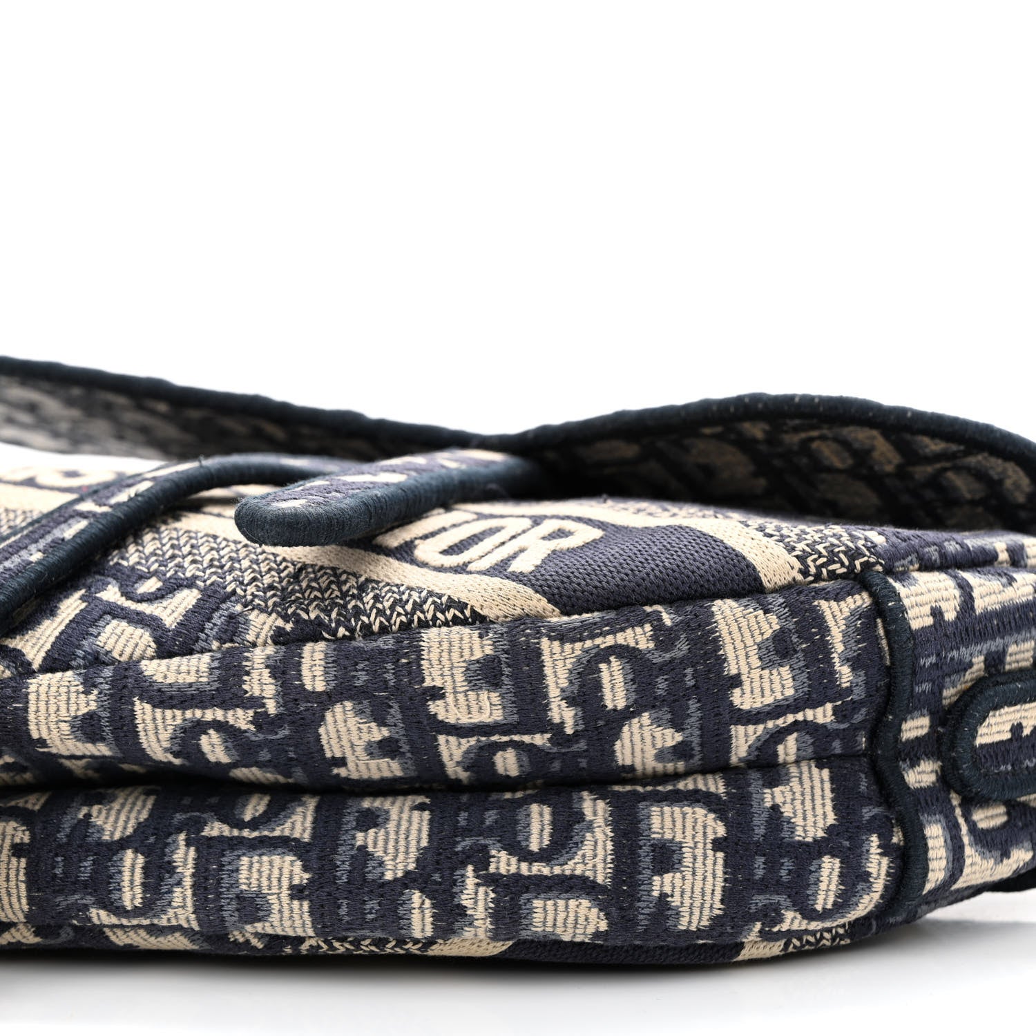 Christian Dior Oblique Embroidered Saddle Bag Blue 10 of 14