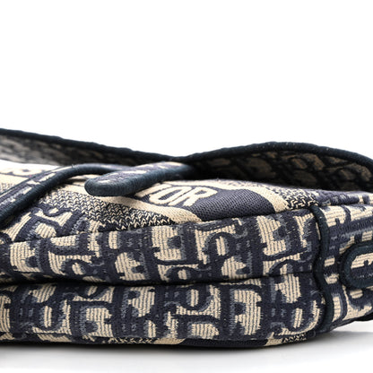 Christian Dior Oblique Embroidered Saddle Bag Blue 10 of 14