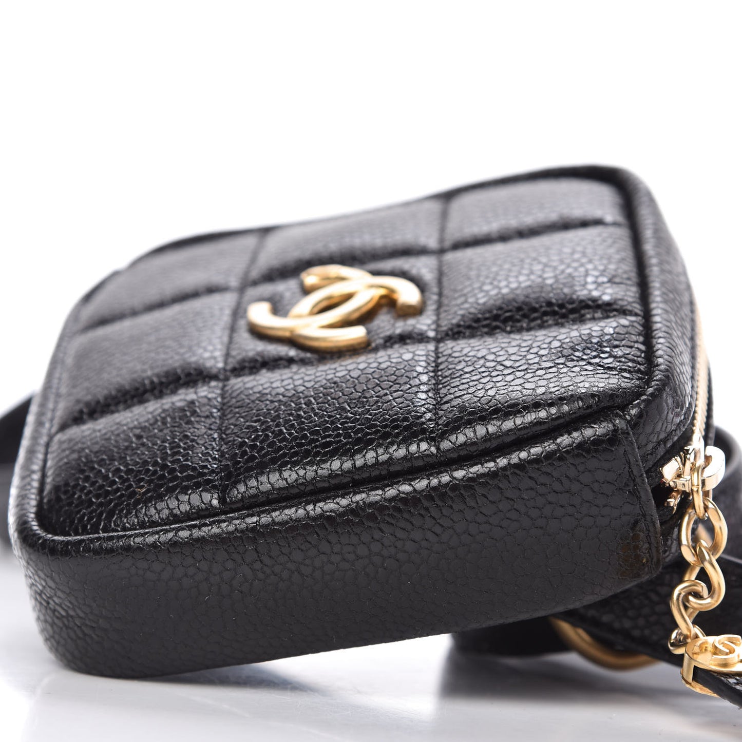 Caviar Quilted Coin Purse Belt Bag Black