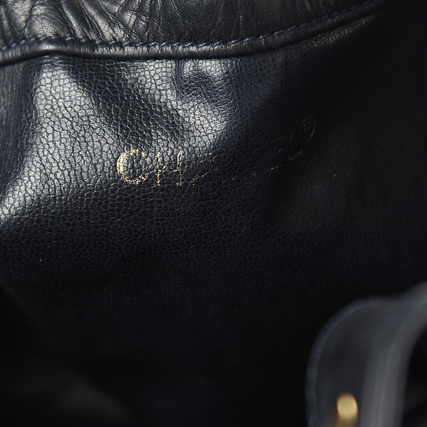 Lambskin Drawstring CC Shoulder Bag Navy Blue