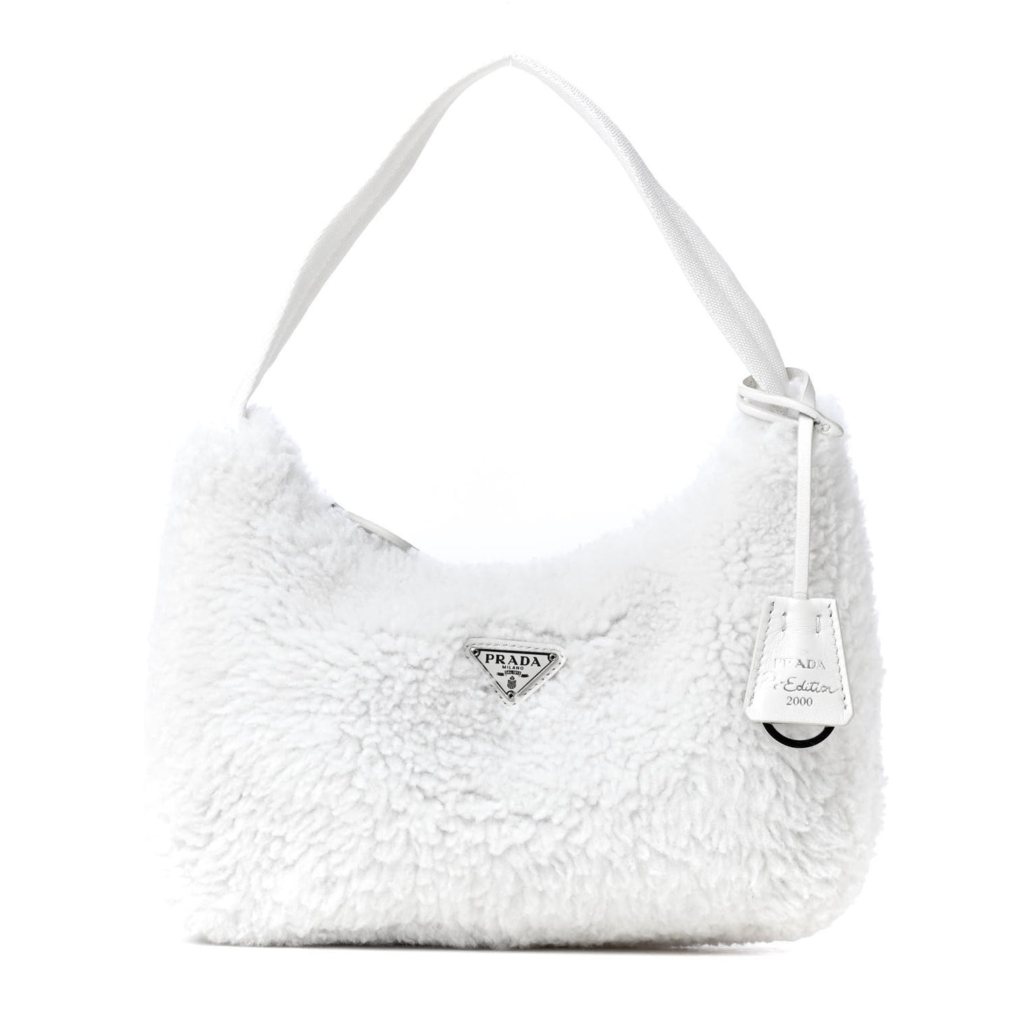 Shearling Mini Re-Edition 2000 Bag White