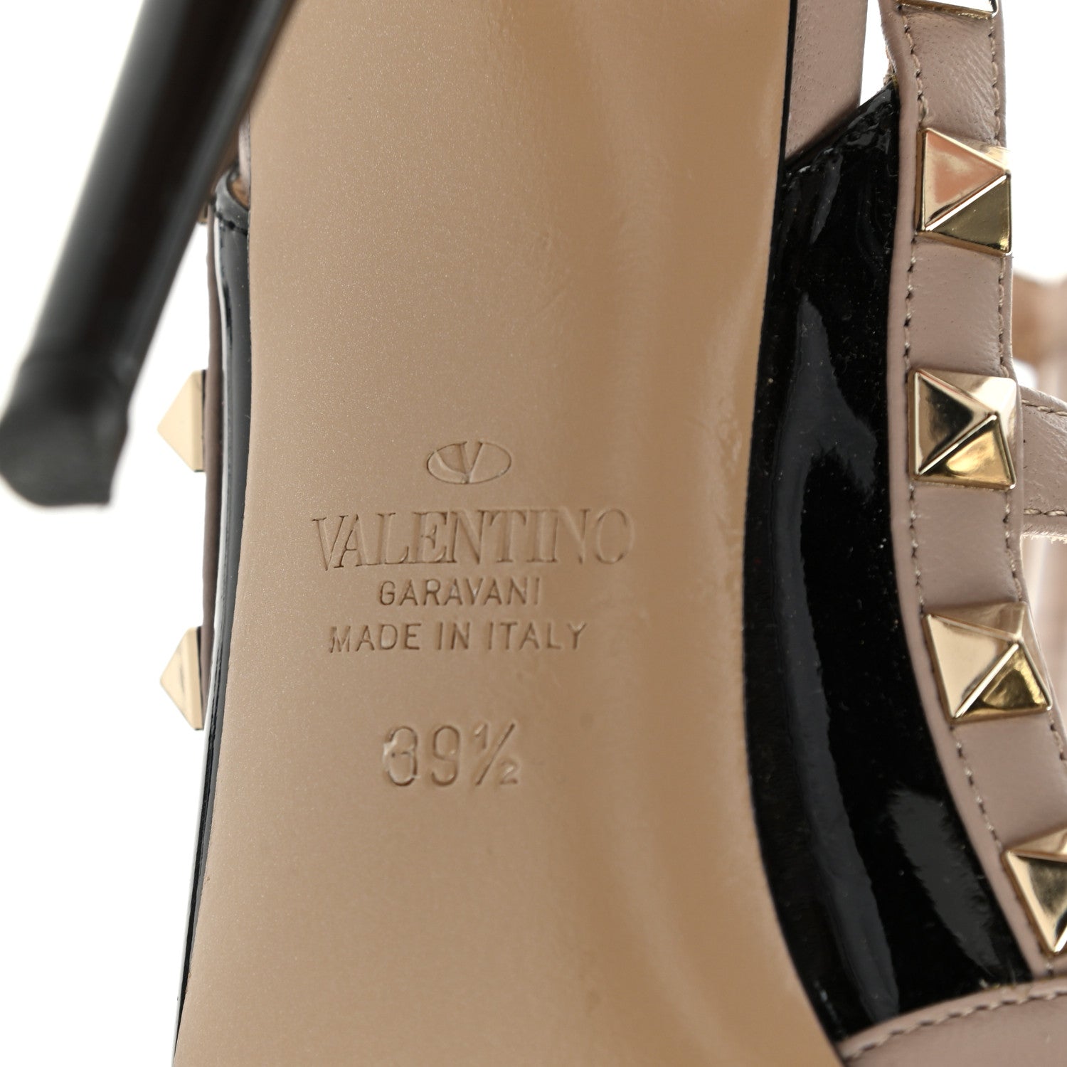 Valentino Garavani Patent Nappa Rockstud Ankle Strap 100mm Pumps 39.5 Black Poudre 6 of 8