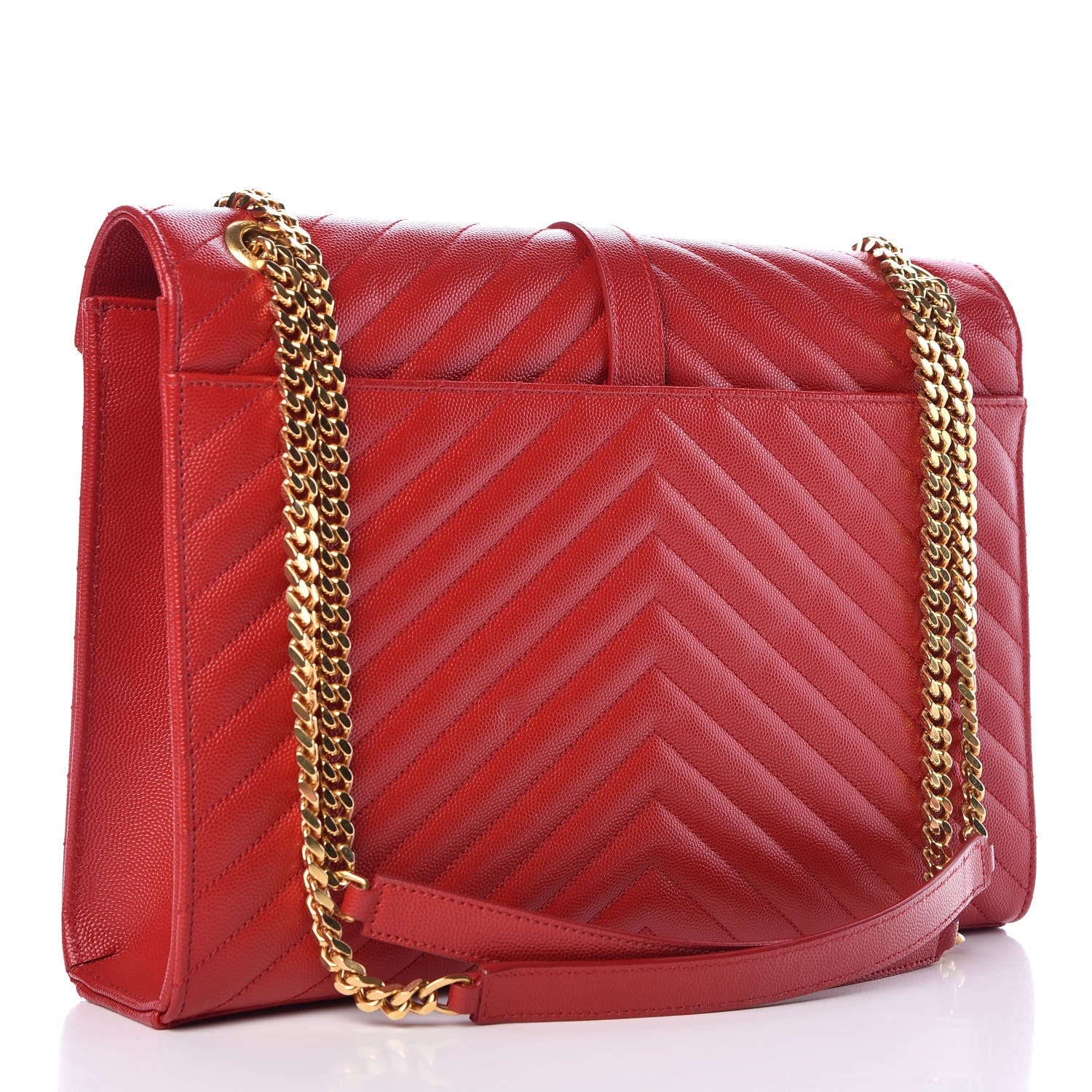 Saint Laurent Grain De Poudre Matelasse Chevron Large Monogram Satchel Lipstick Red 3 of 9