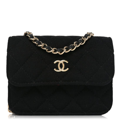 Chanel Jersey Quilted Micro Mini Flap Black 1 of 10