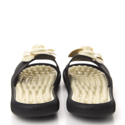 Chanel Thermoplastic PVC Camellia Mule Sandals 36 Black Ivory 5 of 8