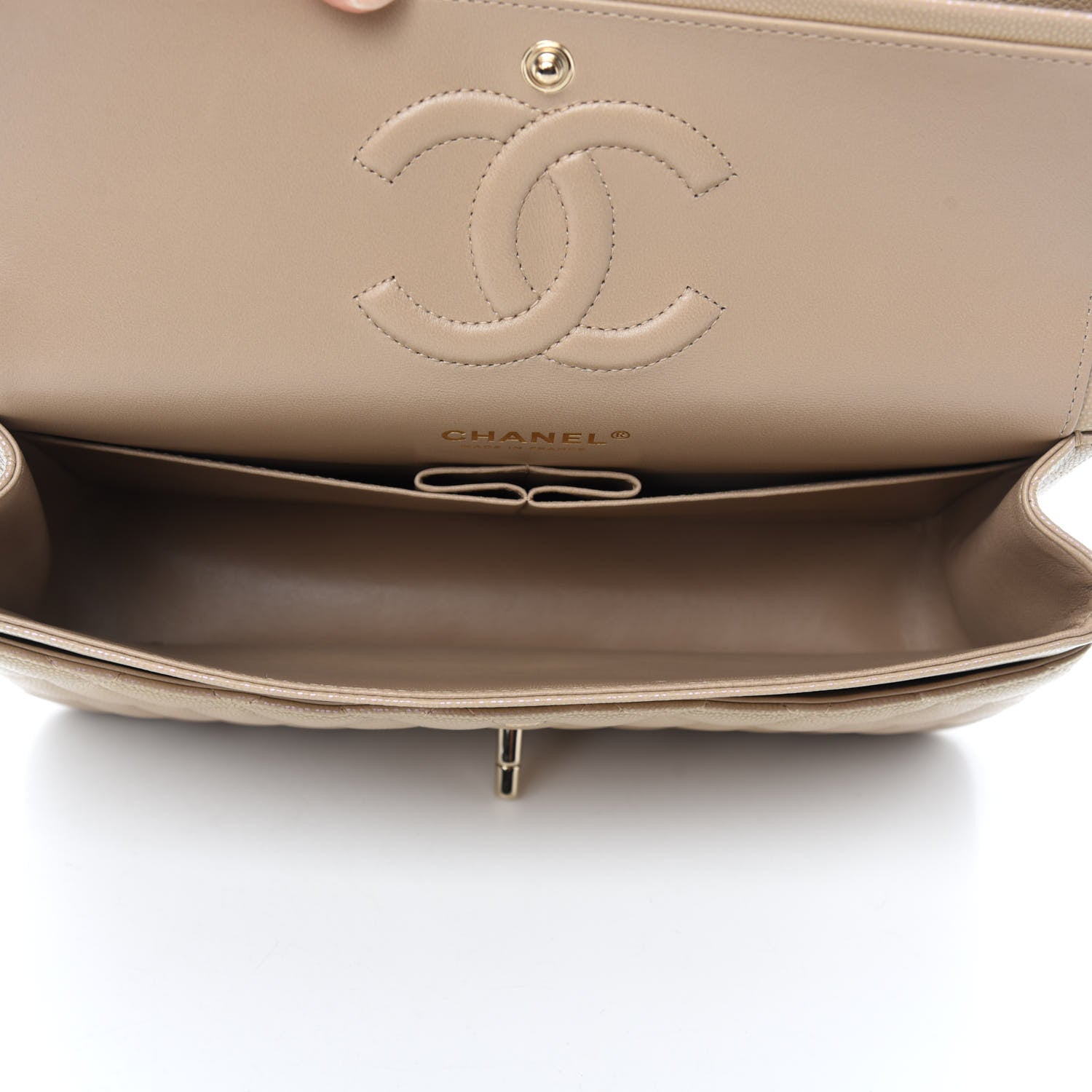 Chanel Iridescent Caviar Quilted Medium Double Flap Dark Beige 5 of 12