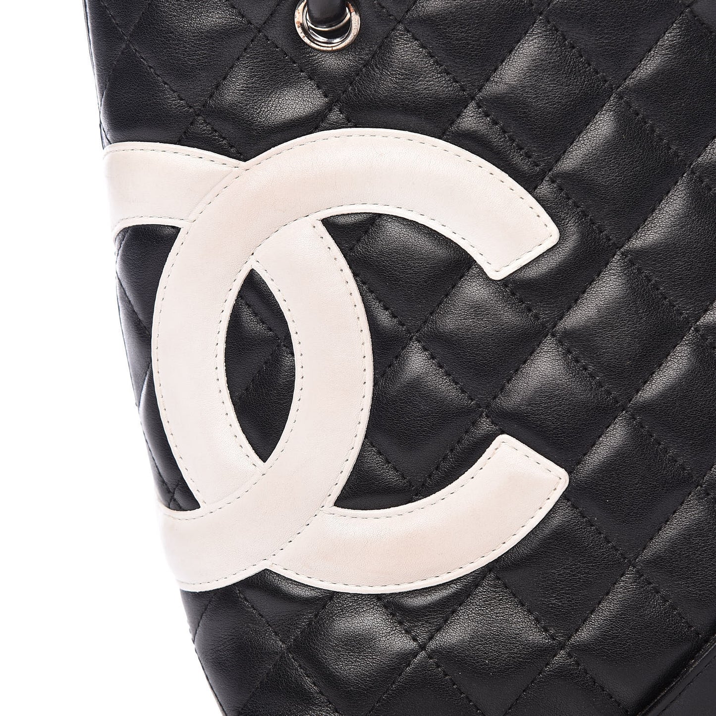 Calfskin Quilted Small Cambon Tote Black White