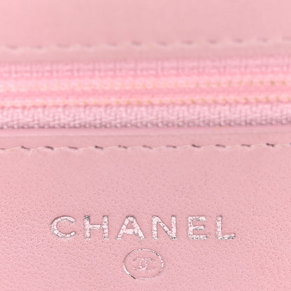 Chanel Lambskin Quilted Diamond CC Wallet On Chain WOC Pink 6 of 12