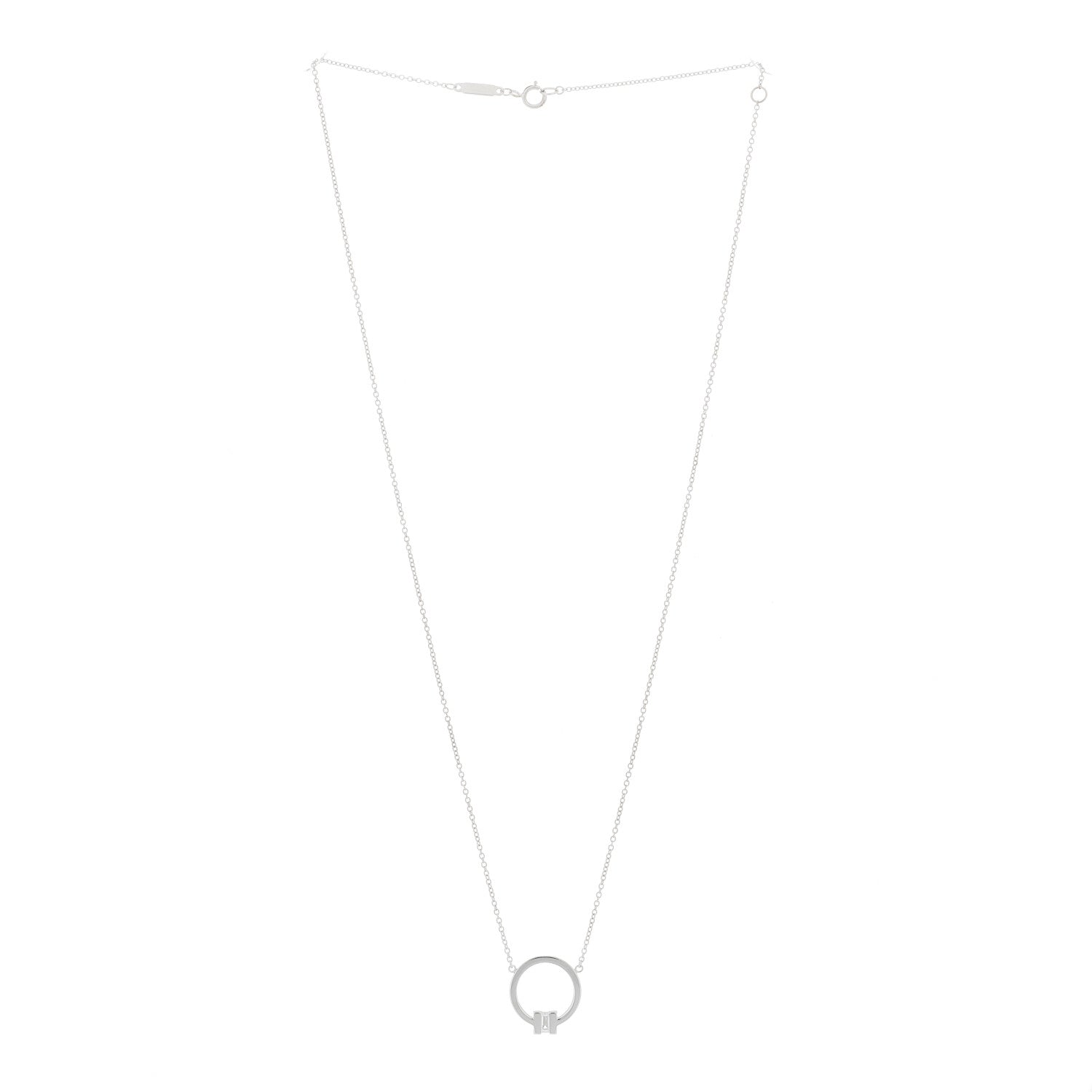 Tiffany 18K White Gold Diamond Tiffany T Baguette Pendant Necklace 2 of 6