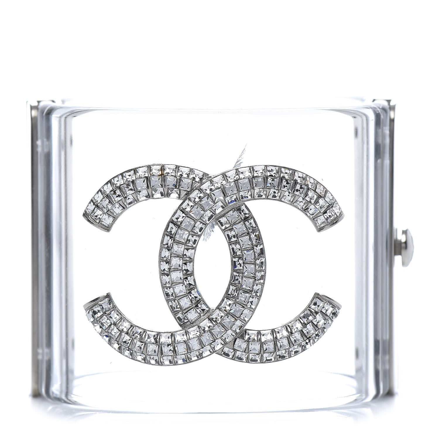 Chanel Lucite Baguette Crystal CC Cuff Transparent Silver 1 of 6