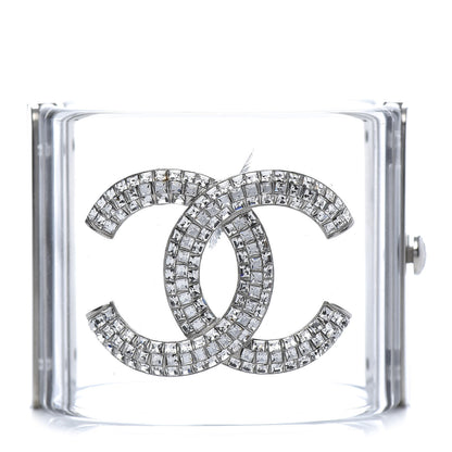 Chanel Lucite Baguette Crystal CC Cuff Transparent Silver 1 of 6