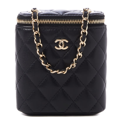 Chanel Lambskin Quilted Small Vertical Coco Beauty Vanity Case With Chain Black 1 of 10