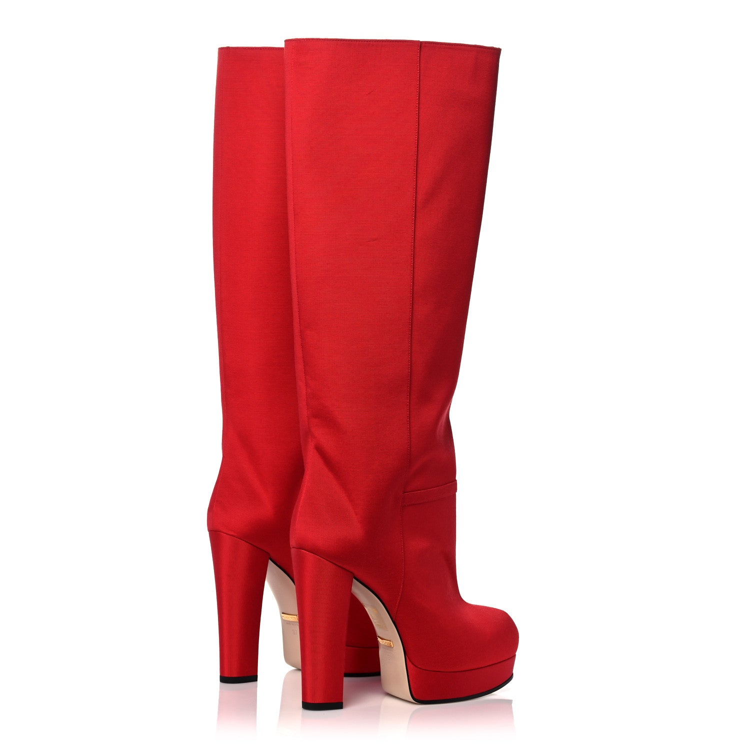 Gucci Twill Larius Knee High Boots 37 Heron Red 4 of 9