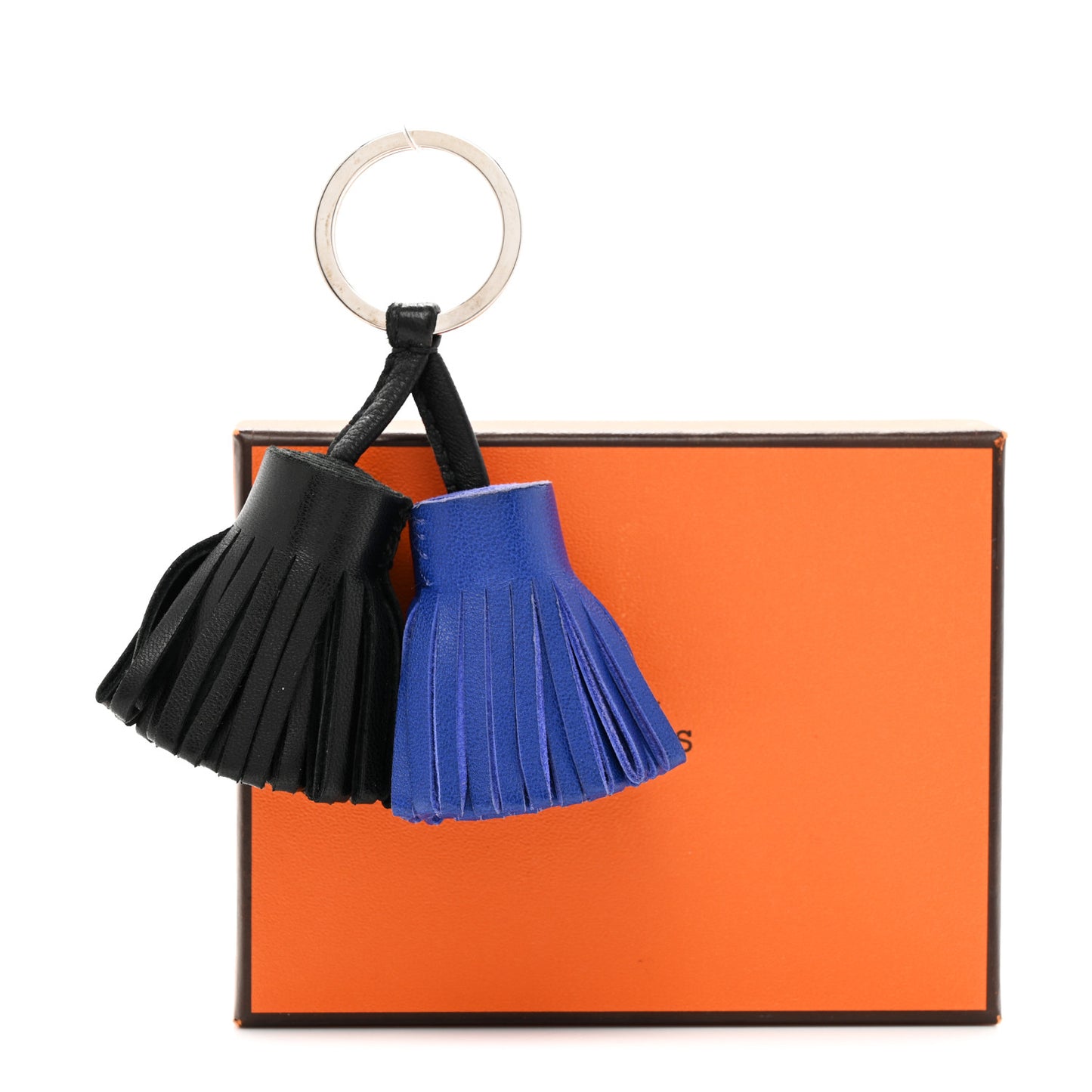 Lambskin Carmen Uno-Dos Key Holder Black Bleu Electrique