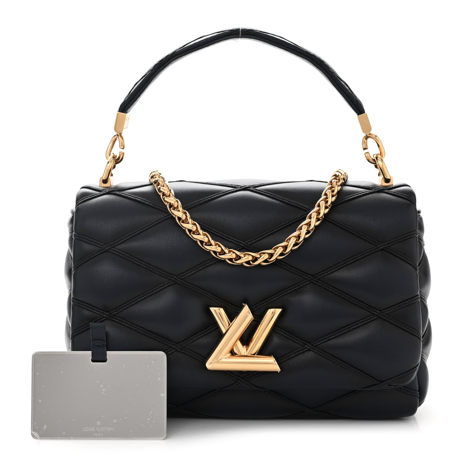 Louis Vuitton Lambskin Malletage Top Handle GO-14 MM Bleu Marine 3 of 10