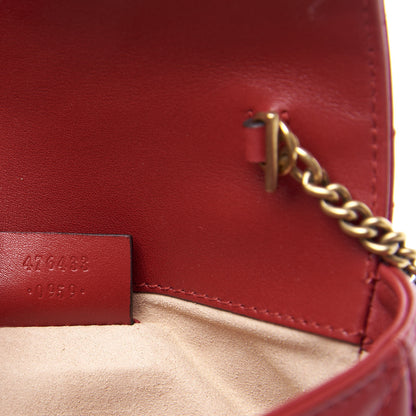 Gucci Calfskin Matelasse Super Mini GG Marmont Shoulder Bag Hibiscus Red 9 of 11