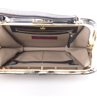 Valentino Garavani Pony Hair Zebra Rockstud Frame Bag Black Ivory 5 of 13
