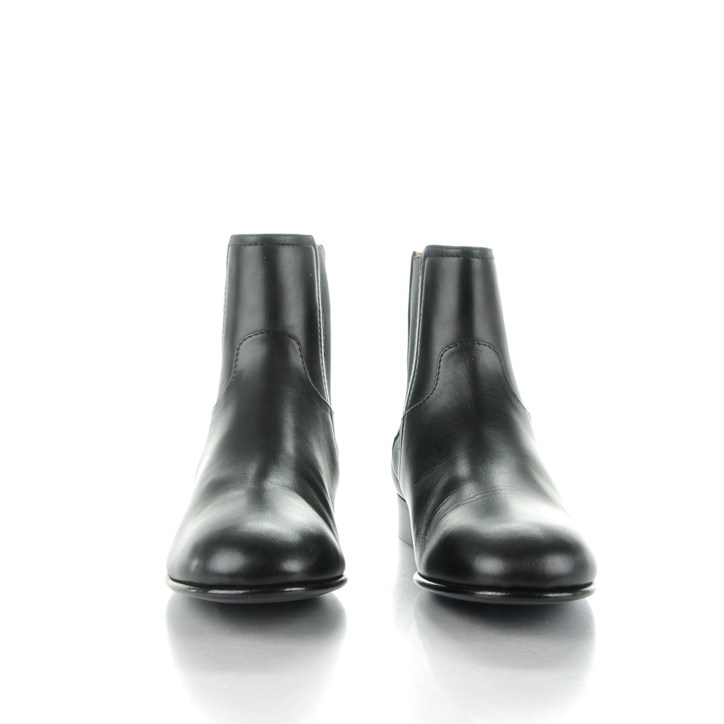 Calfskin Elastic Short Boots 38.5 Black