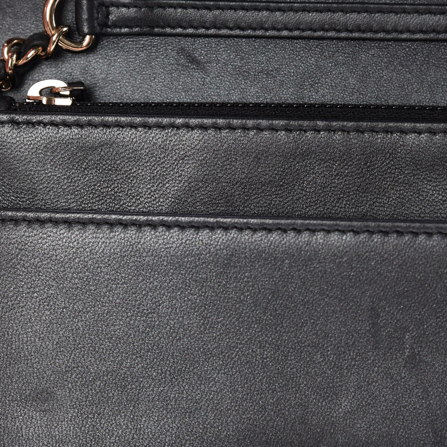 Iridescent Lambskin Quilted Pearl Wallet On Chain WOC Black