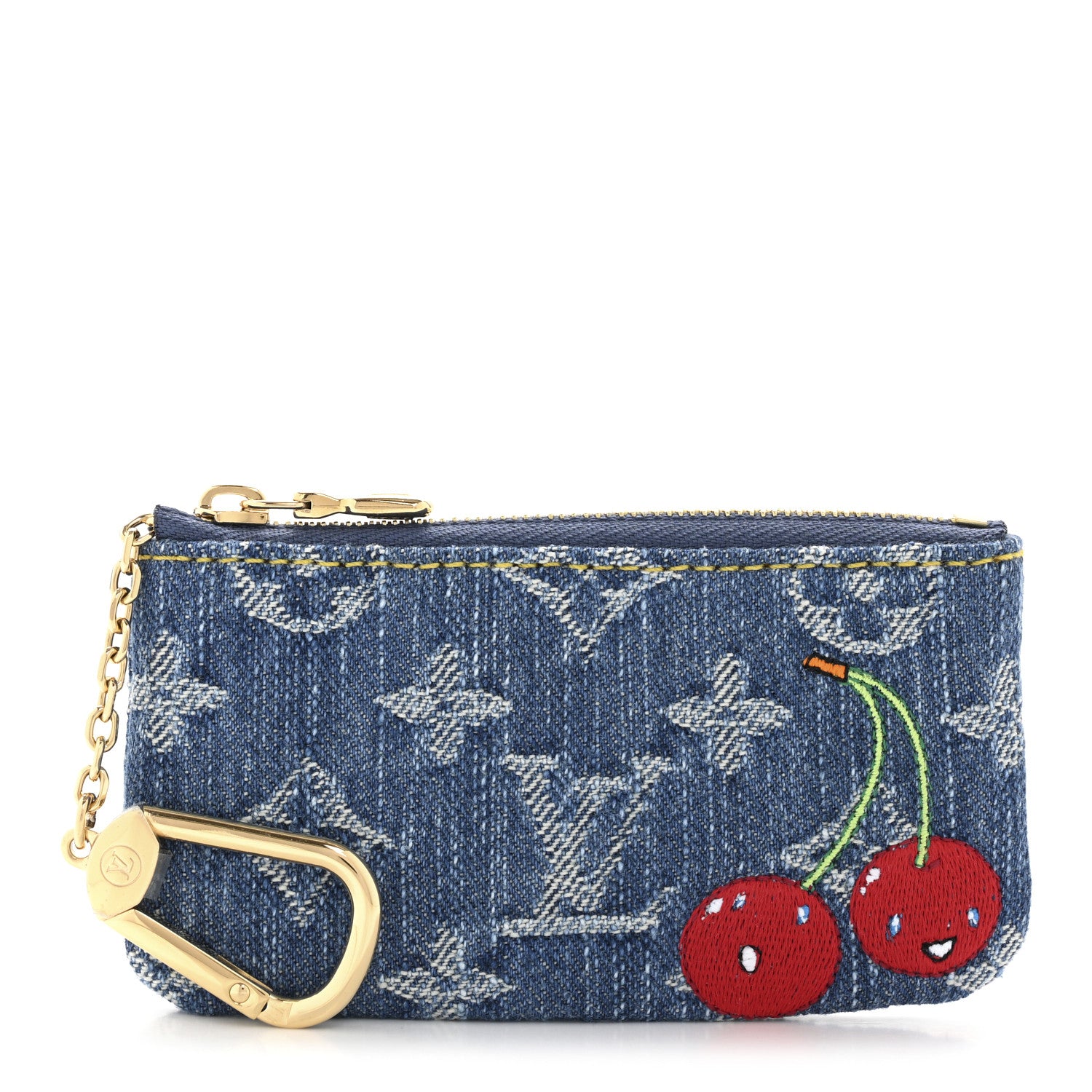 Louis Vuitton LV X TM Monogram Denim Cerises Key Pouch Blue 1 of 8