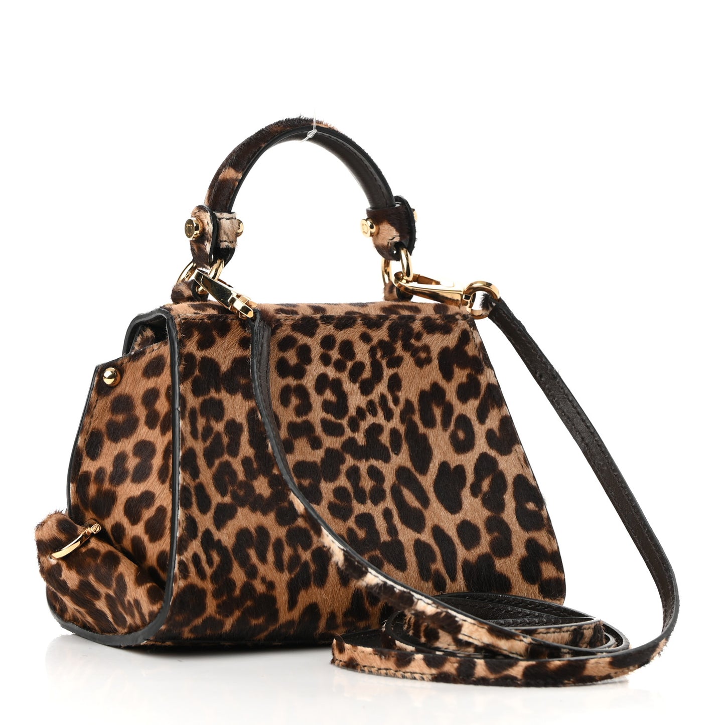 Pony Hair Leopard Print Sofia Satchel Brown