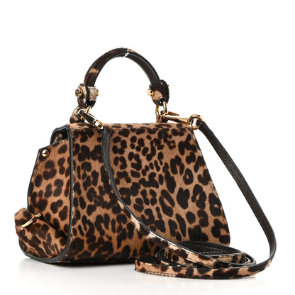 Salvatore Ferragamo Pony Hair Leopard Print Sofia Satchel Brown 3 of 9