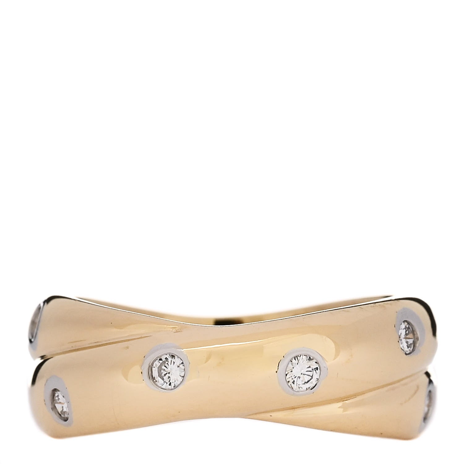 Tiffany 18K Yellow Gold Platinum Diamond Etoile Twist Band Ring 52 6 3 of 4