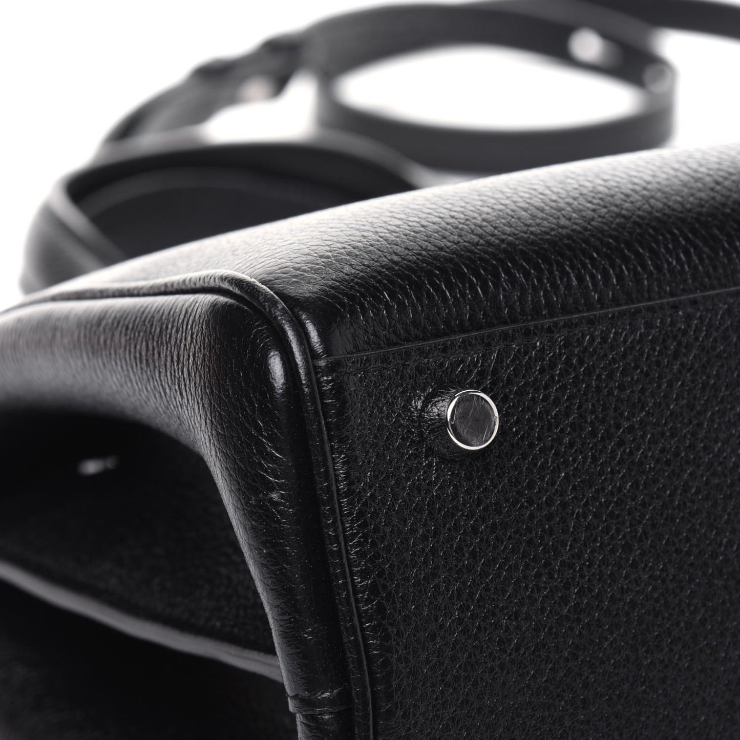 Grainy Calfskin Small Zumi Top Handle Bag Black