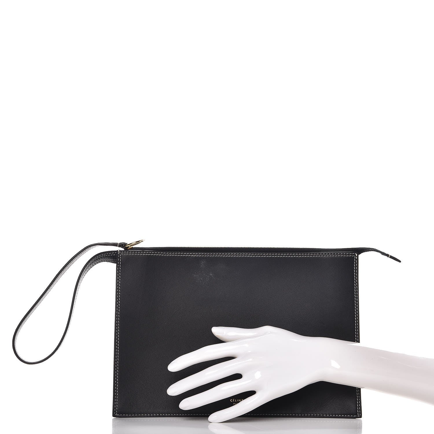 Celine Smooth Calfskin Ring Clutch Black 2 of 9