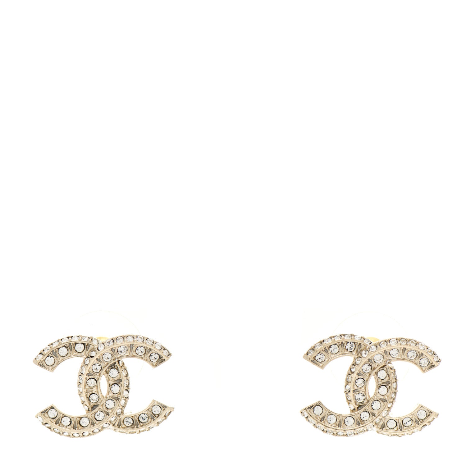 Chanel Crystal Timeless CC Earrings Light Gold 1 of 4