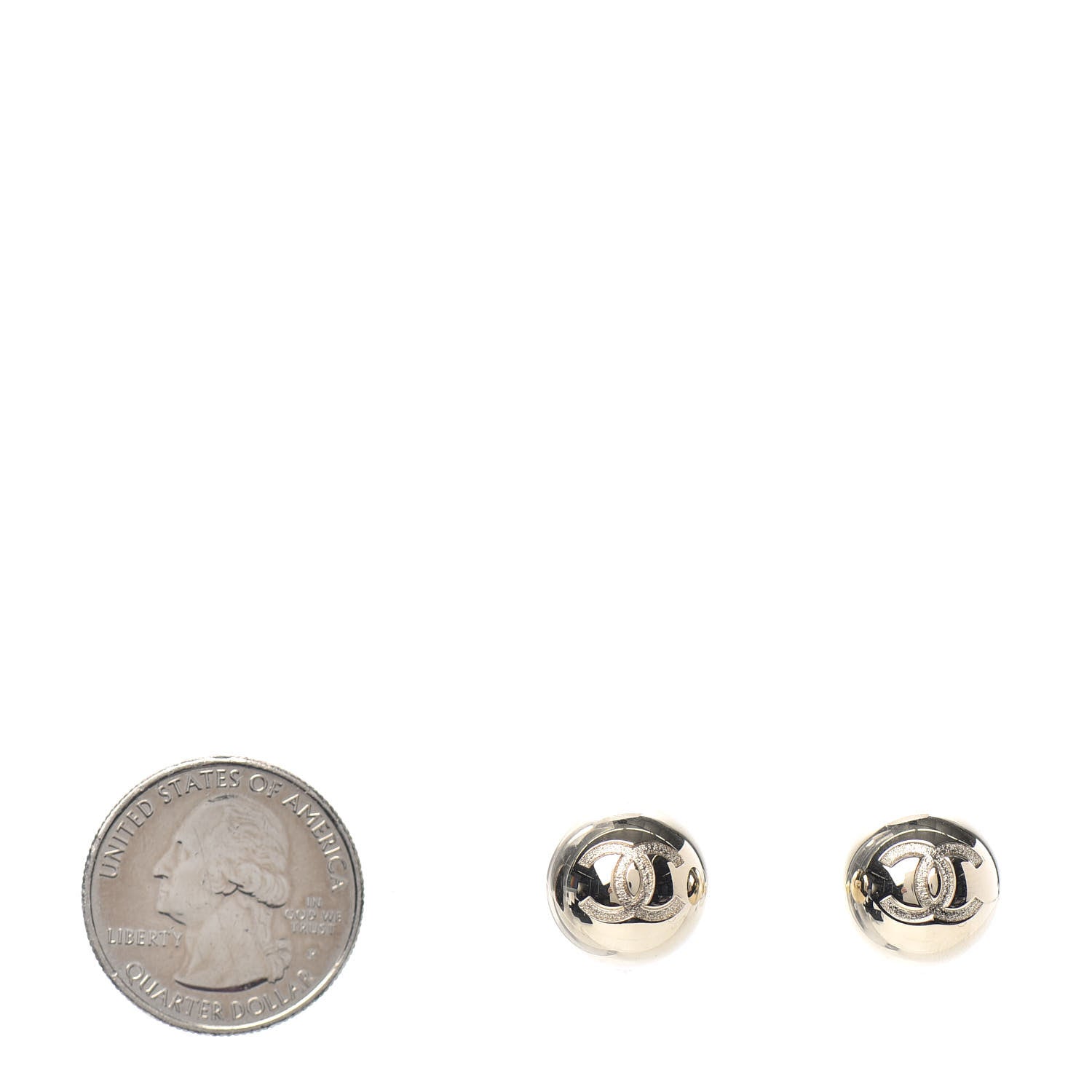 Chanel Metal Bead CC Stud Earrings Gold 2 of 4