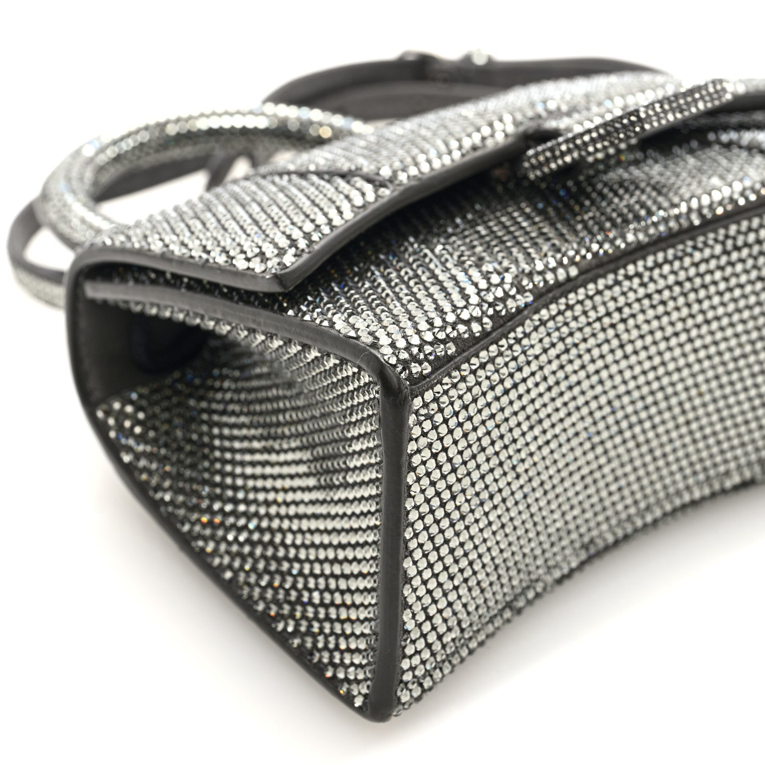Balenciaga Strass Suede Hourglass Top Handle Bag XS Smoke Grey Crystal 8 of 9