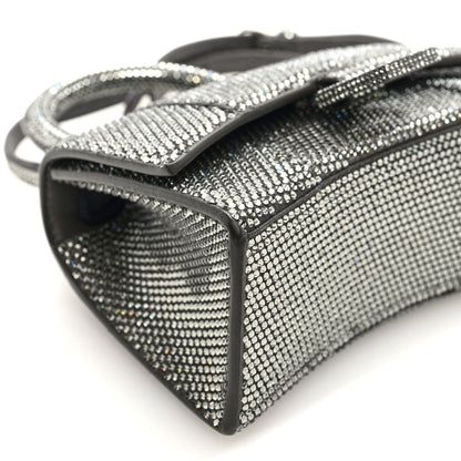 Balenciaga Strass Suede Hourglass Top Handle Bag XS Smoke Grey Crystal 8 of 9