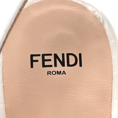 Fendi Calfskin Crocodile Embossed Promenade Slingback Platform Loafer Pumps 37 Bianco 8 of 9