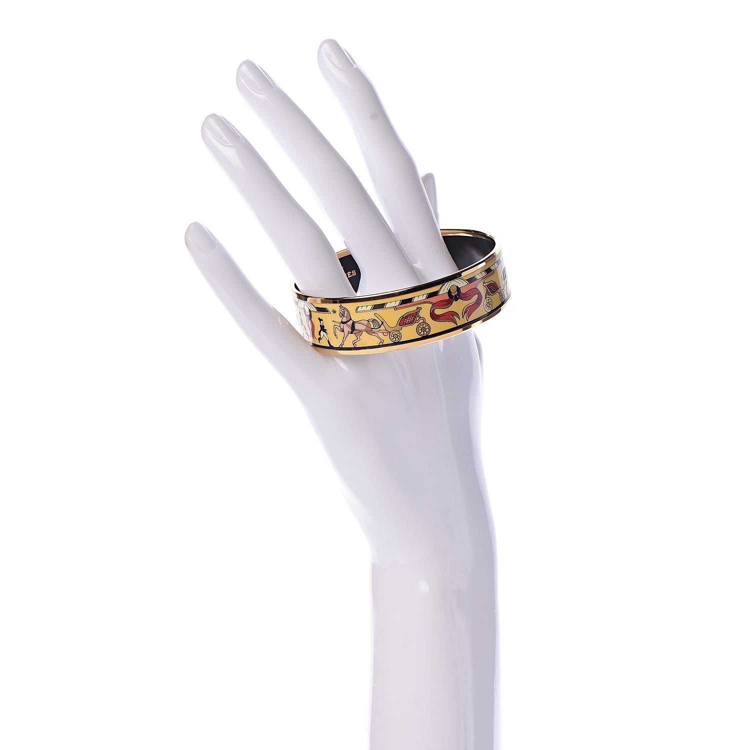 Hermes Enamel Printed Wide Chariots Bracelet 65 2 of 6