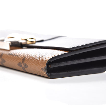 Louis Vuitton Calfskin Reverse Monogram Column Sarah Wallet Black 5 of 9