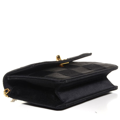Chanel Satin Woven Mini Evening Flap Bag Black 4 of 9