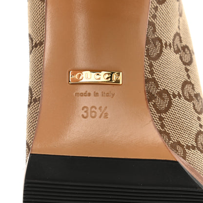 Gucci Monogram Malaga Kid Lisa Mid Heel Boots 36.5 Beige Ebony 6 of 10