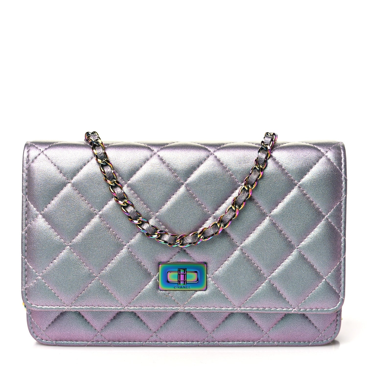 Chanel Iridescent Lambskin Quilted Reissue Wallet On Chain WOC Light Purple 1 of 11