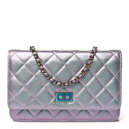 Chanel Iridescent Lambskin Quilted Reissue Wallet On Chain WOC Light Purple 1 of 11