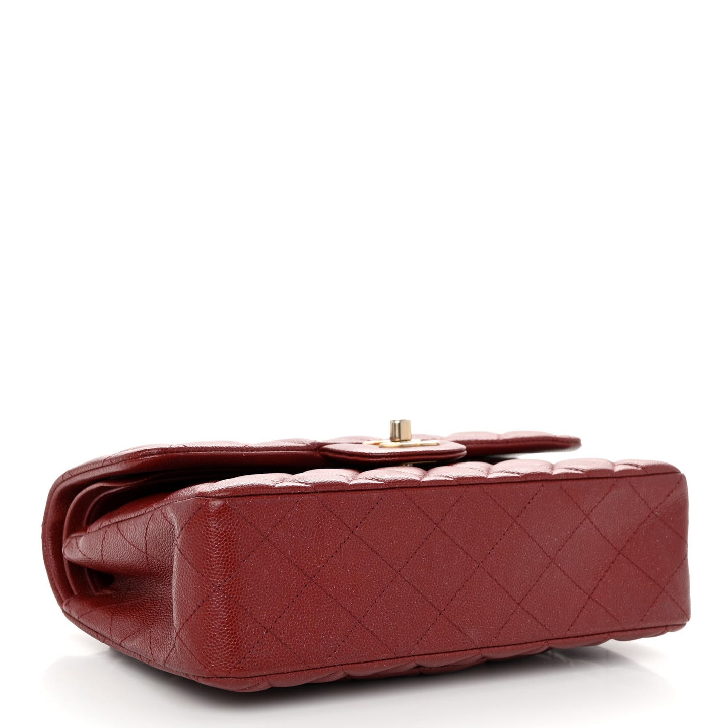 Iridescent Caviar Quilted Small Double Flap Red