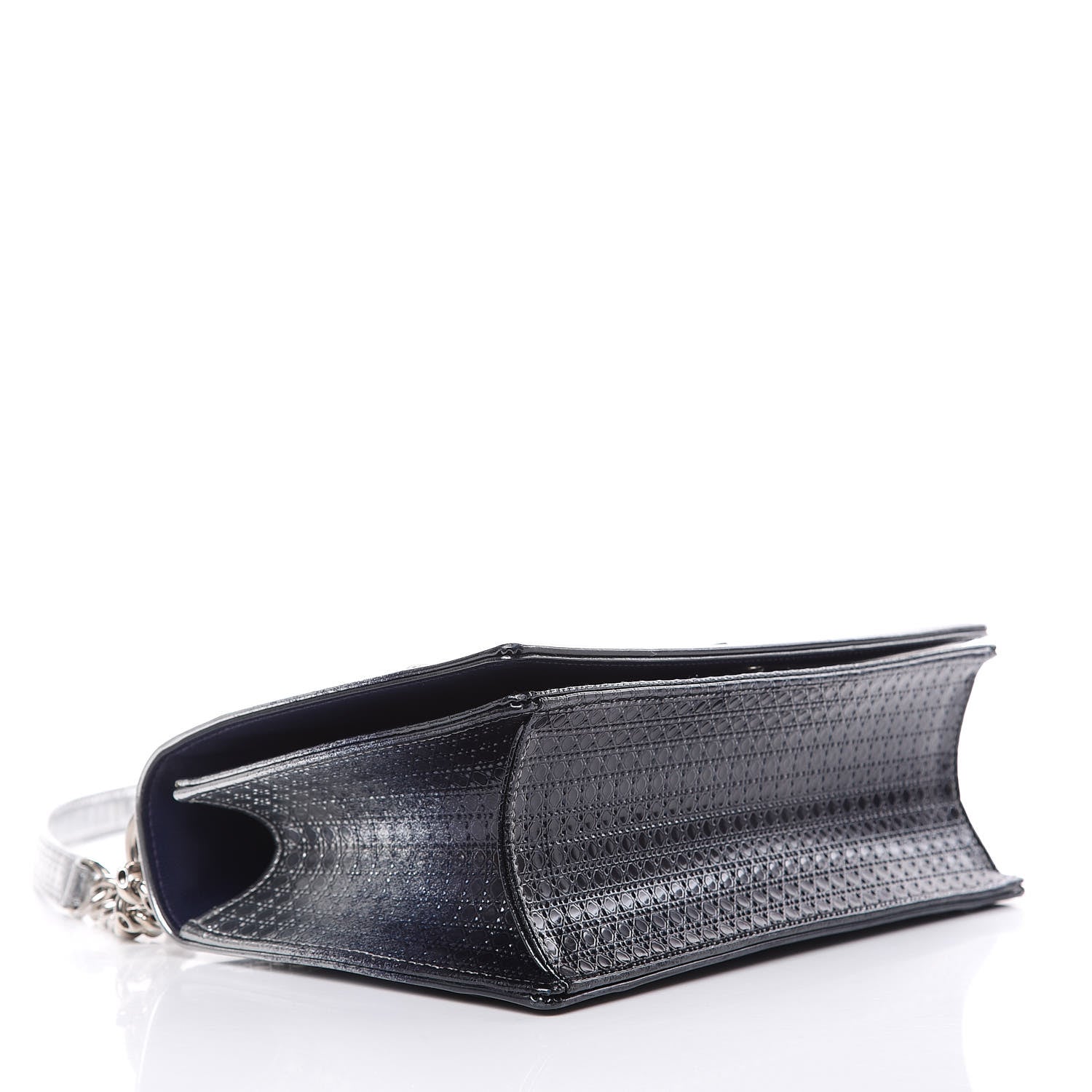 Christian Dior Metallic Patent Micro-Cannage Gradient Medium Diorama Flap Bag Silver Blue 4 of 12