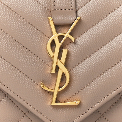 Saint Laurent Grain De Poudre Textured Mixed Matelasse Triquilt Small Monogram Satchel Dark Beige 9 of 13