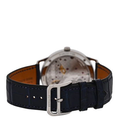 Hermes Stainless Steel Alligator 39.5mm Slim d'Hermes Automatic Watch Bleu Saphir 3 of 5