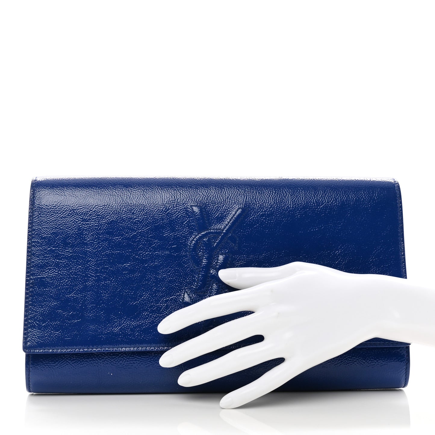 Textured Patent Monogram Large Belle De Jour Clutch Royal Blue