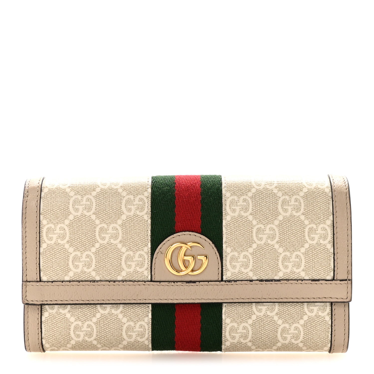Gucci GG Supreme Monogram Web Ophidia Continental Wallet Beige Mystic White Oatmeal 1 of 7
