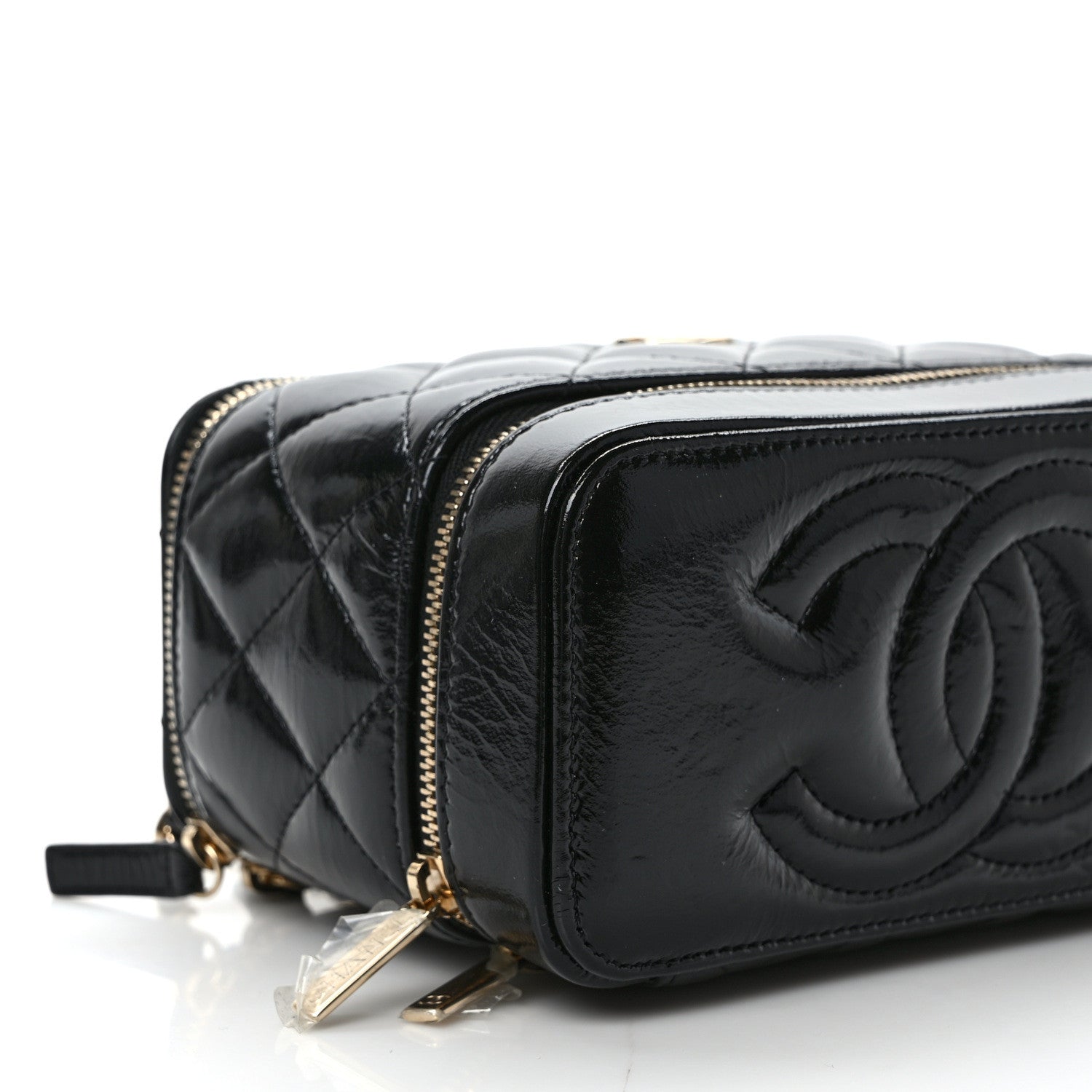 Chanel Shiny Lambskin Quilted Small Vanity Case With Chain Black 7 of 10