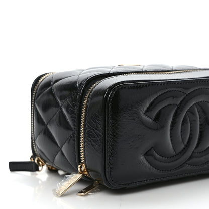 Chanel Shiny Lambskin Quilted Small Vanity Case With Chain Black 7 of 10