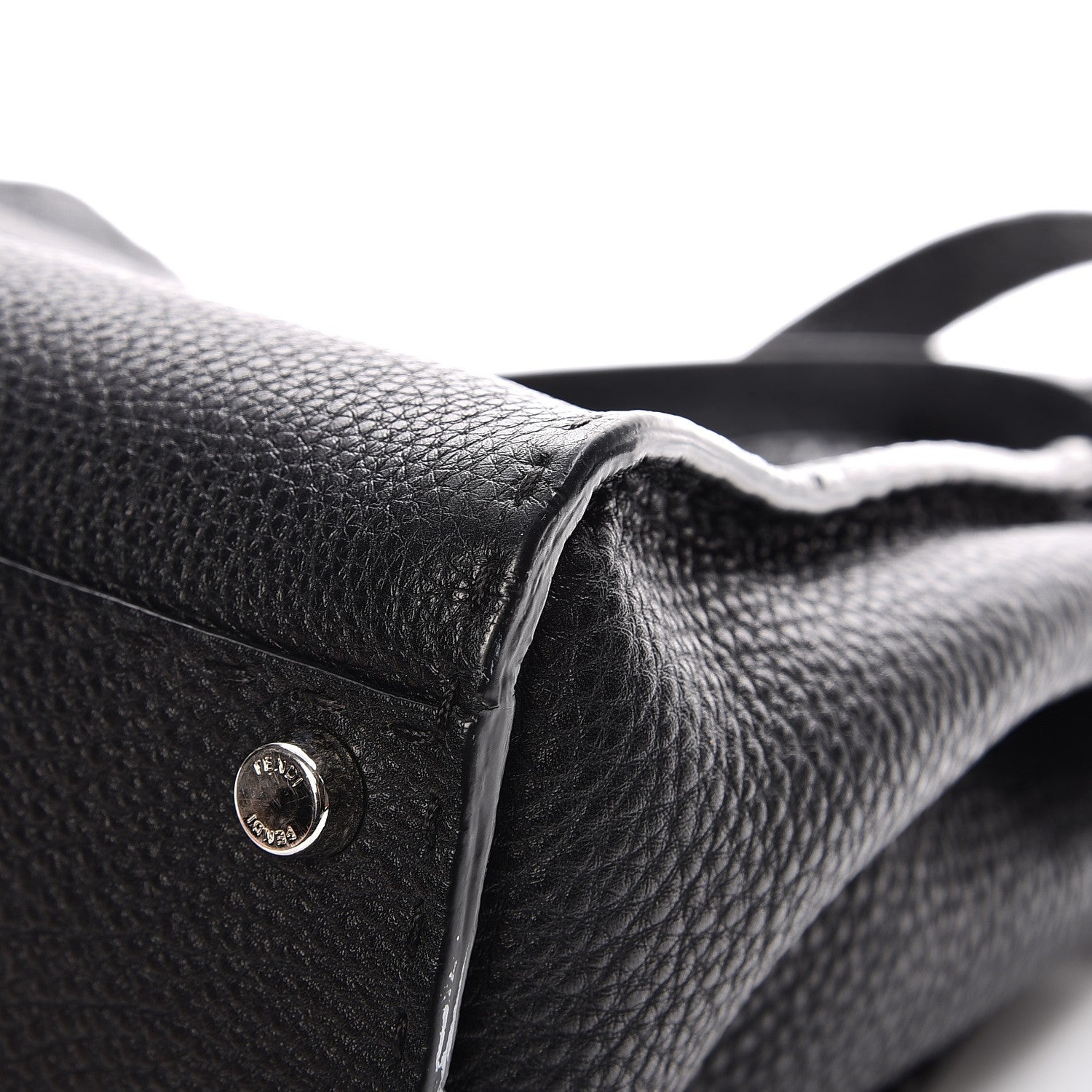 Fendi Cuoio Romano Selleria Bi-Color Medium Peekaboo Iconic Satchel Black Mou 10 of 12