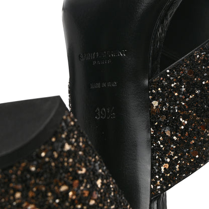 Saint Laurent Glitter LouLou 95 Mule Sandals 39.5 Midnight Black 8 of 10